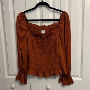 a new day Smocked Blouse in Warm Rust